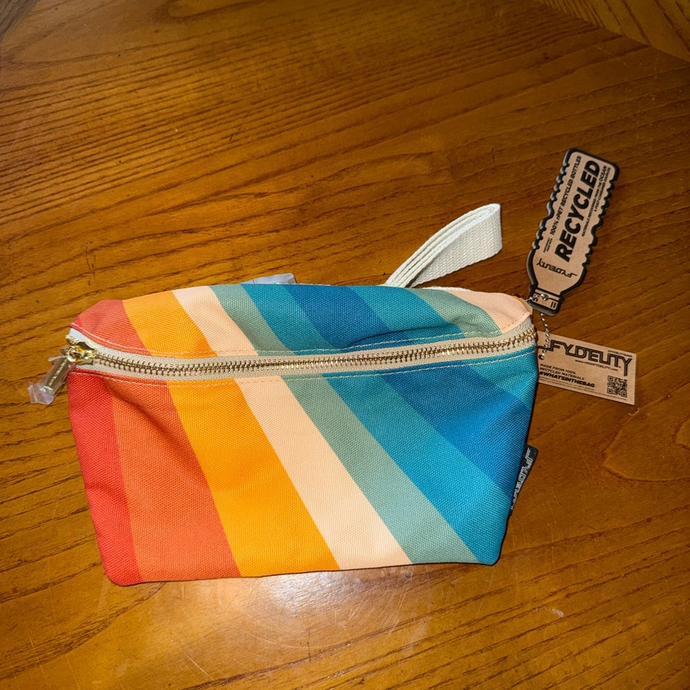 FYDELITY Rainbow Stripe Recycled Zipper Fanny Pack NWT